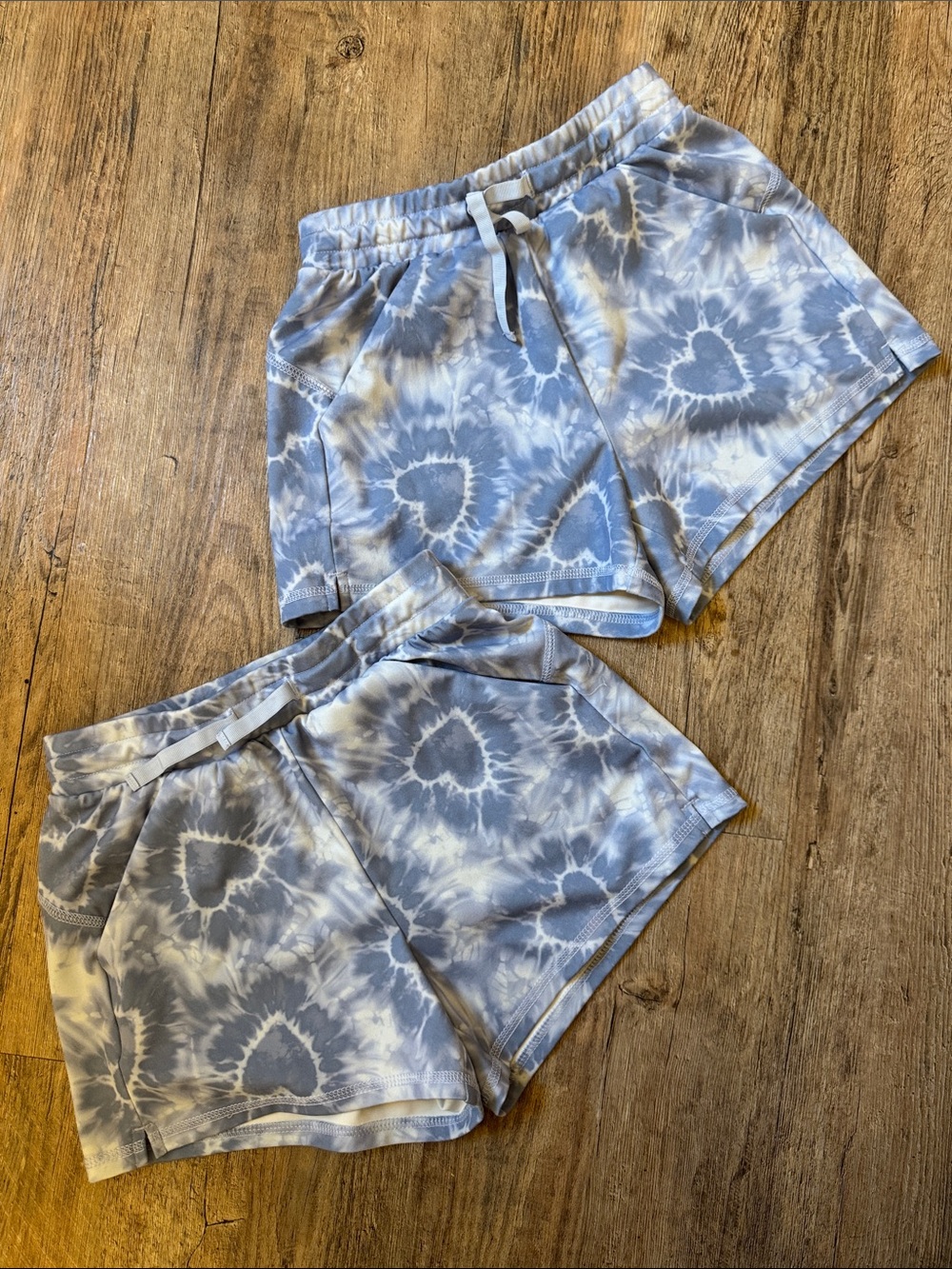 Kids Light Blue Tie-Dye Drawstring Shorts